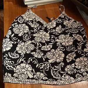 White House Black Market Black and White Floral Camisole